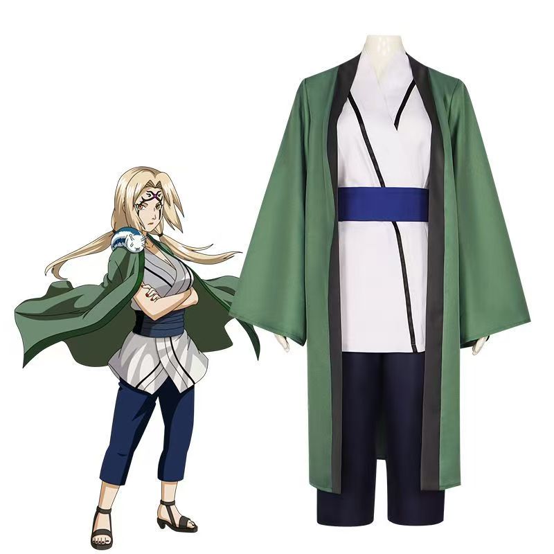Cosplay Anime Tsunade - ชุดคอสเพลย์สึนะเดะ ชุดเต็ม ชุดกิโมโนสีเขียวโฮคาเงะคนที่ห้า สำหรับผู้หญิง คอมมิคคอน ปาร์ตี้ฮาโลวีน