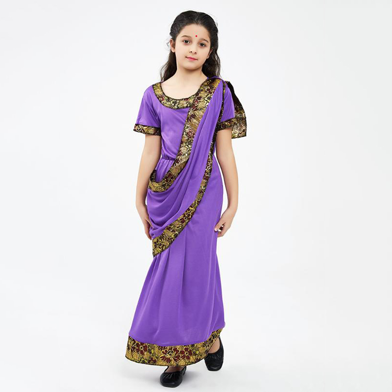 Anime Cosplay India - อินเดียเสื้อผ้าแบบดั้งเดิมส่าหรีสาวคอสเพลย์เครื่องแต่งกายเด็กส่าหรีอินเดียบอลลีวูดเจ้าหญิงหน้ากากปาร์ตี้ฮาโลวีนเสื้อผ้า