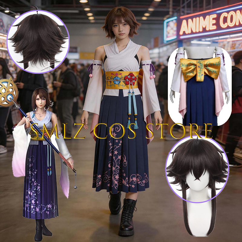 Anime Cosplay Dress For Women - Smlz FFX ยูน่าคอสเพลย์อะนิเมะ FF10 X เครื่องแต่งกายผู้หญิงคุณ