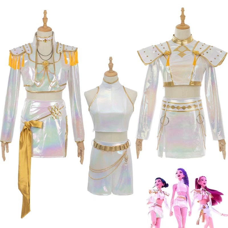 Anime Cosplay Outfit Girl - ชุดคอสเพลย์หนัง PU สีขาว ชุดร้องเพลงสำหรับผู้หญิง ชุดปาร์ตี้ฮาโลวีน คาร์นิวัล