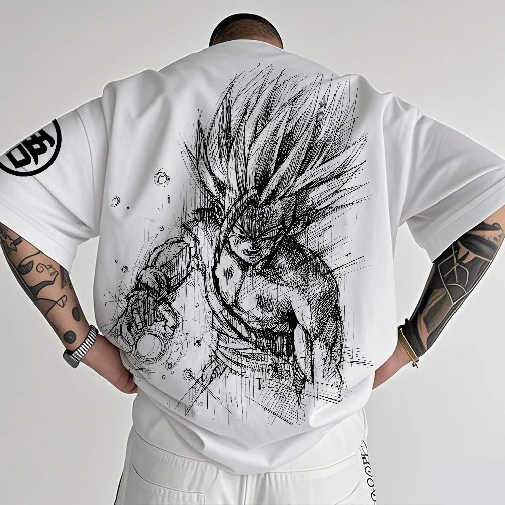 Dragon Ball Saiyan Armor - เสื้อยืดลายการ์ตูนดราก้อนบอลสำหรับผู้ชาย รุ่นใหม่สำหรับฤดูร้อน พิมพ์ลายสองด้าน ทรงหลวม สไตล์ลำลอง ฮาราจูกุ