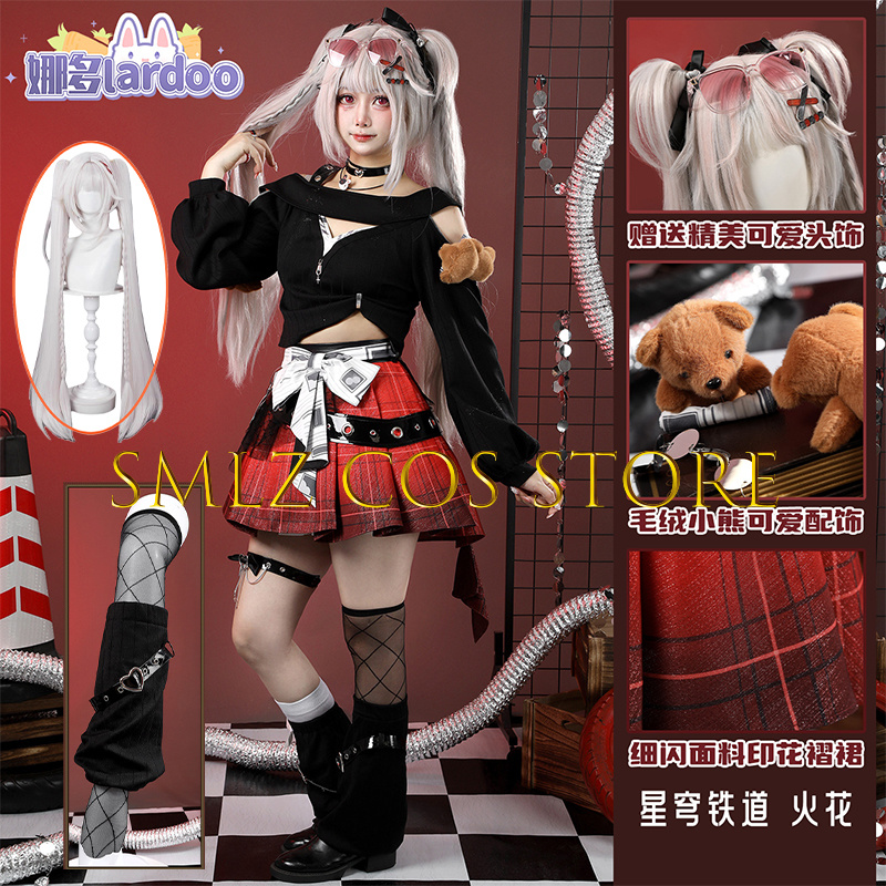 Anime Cosplay Dress For Women - ดรีมเวฟ สปาร์ซี่คอสเพลย์เกมฮอนไค สตาร์ เรลเครื่องแต่งกายสปาร์คเคิล นิว สกินโค้ตชุดวิกผมชุดปาร์ตี้ฮาโลวีนชุดสำหรับผู้หญิง