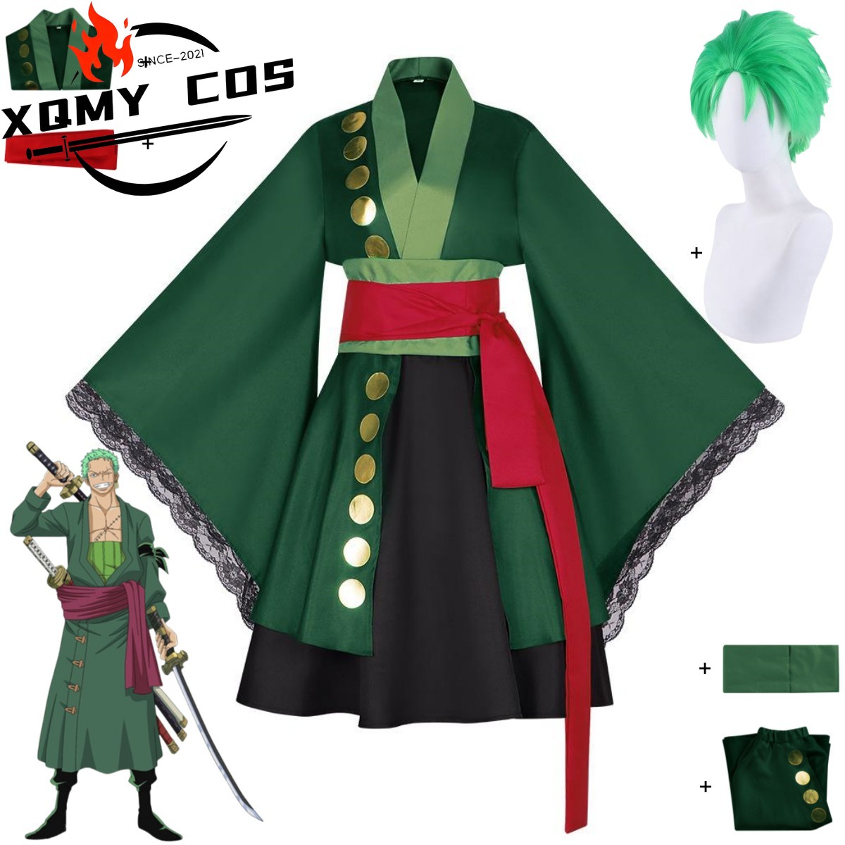 ชุดคอสเพลย์โรโรโนอา โซโล จากอน - Anime Zoro Cosplay Female บทวิจารณ์และราคา